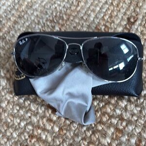Ray-Ban Silver Aviator Sunglasses with Black Case